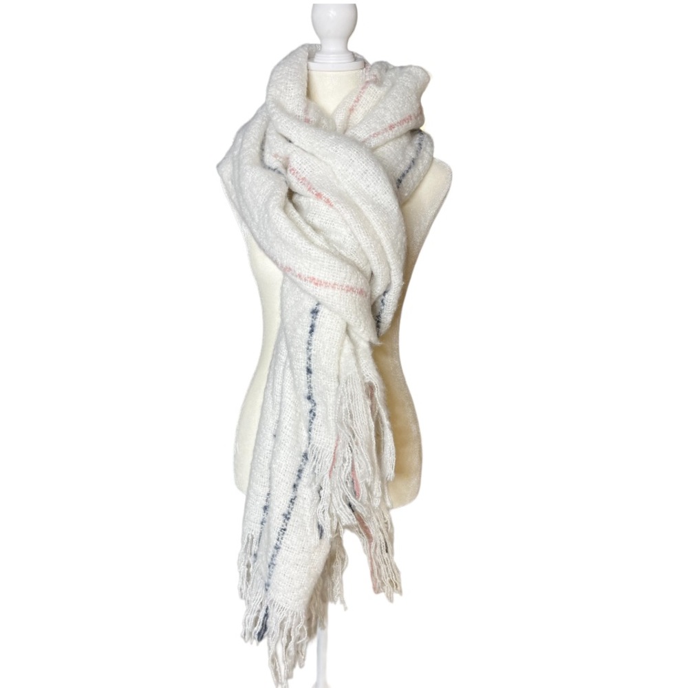 Super soft oversized fringe stripe down scarf - Picture 2 of 7